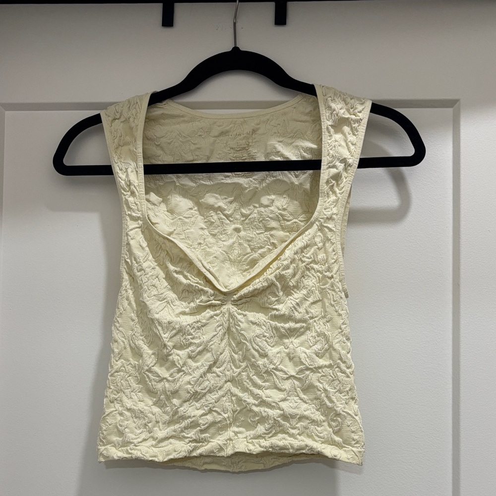 Free People Cream Textured Crop Top